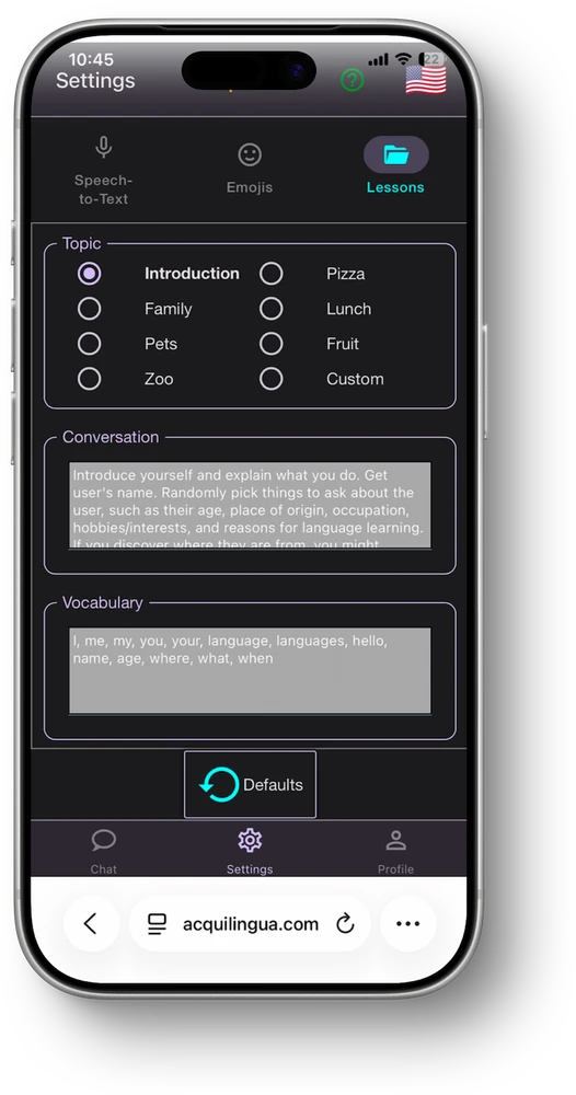 Old AcquiLingua lessons screen