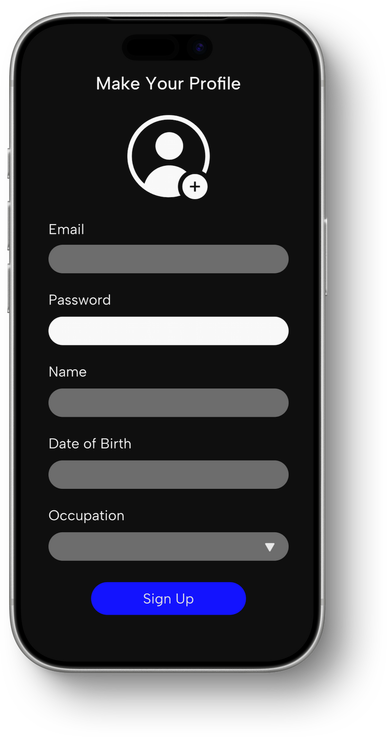 Early Projekt create account mockup