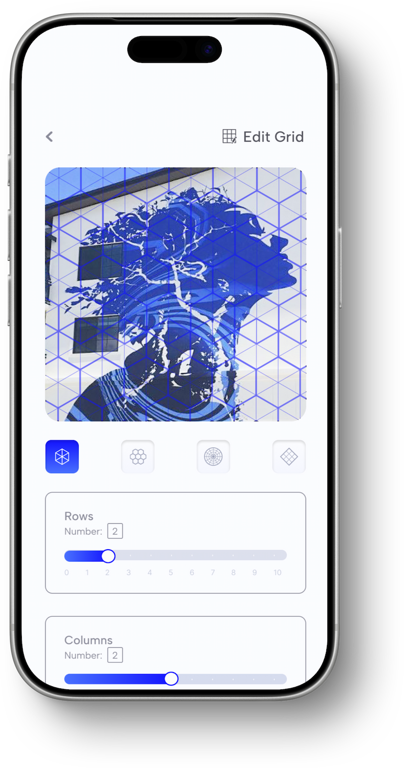 Projekt edit grid mockup with refined controls