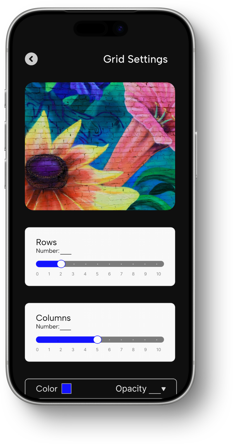 Early Projekt grid settings mockup